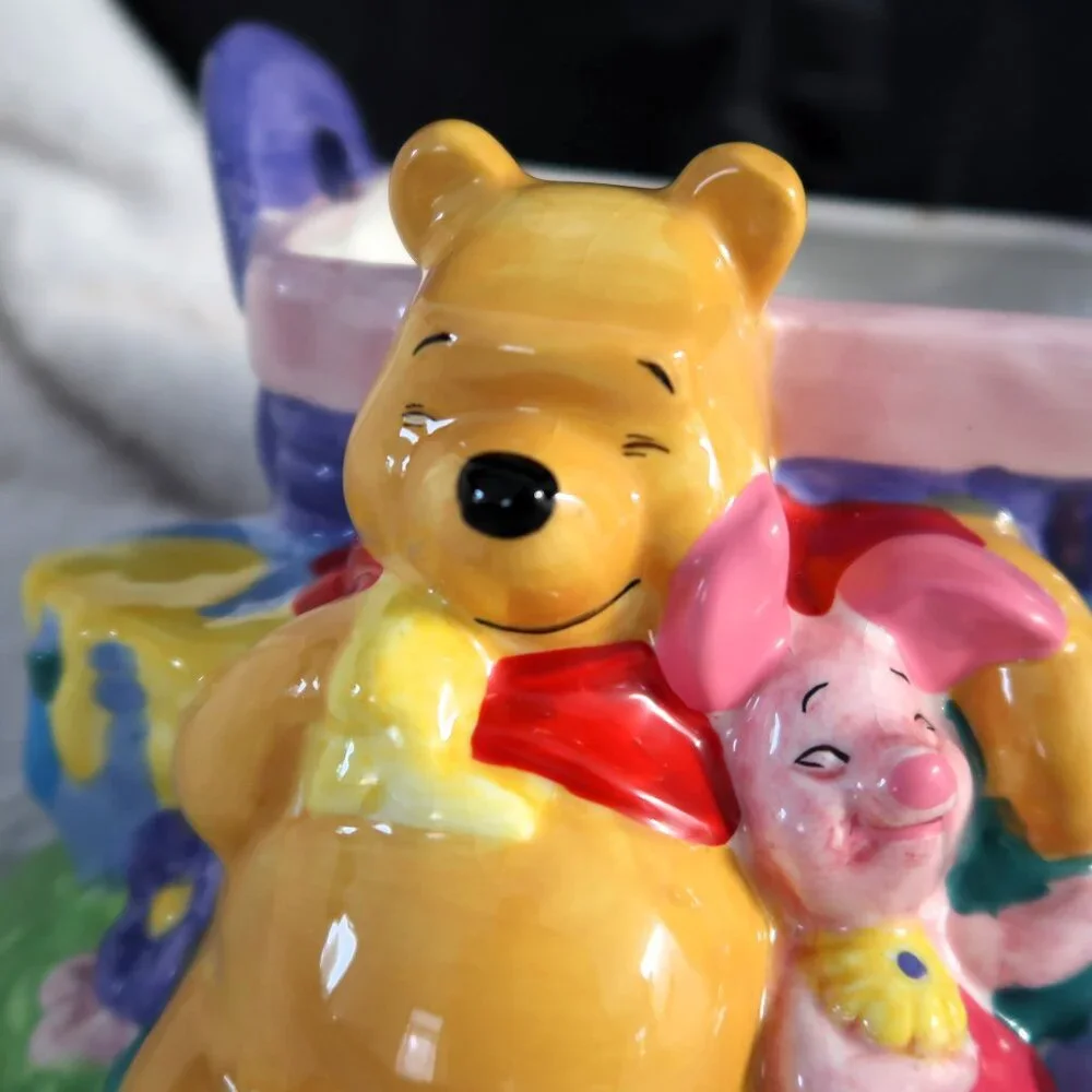 2000 Disney Winnie the Pooh & Piglet Ceramic Flower Vase Planter